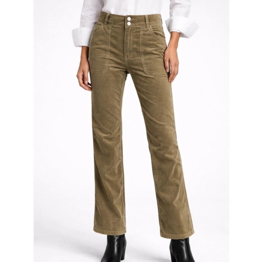 Pilcro Anthropologie Utility Pants Sz 28 Olive Green Corduroy Articulated Knee